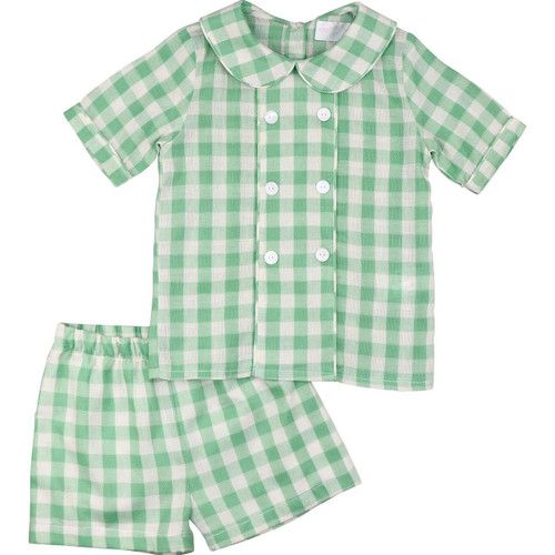 Green Check Double Breasted Short Set | Cecil and Lou