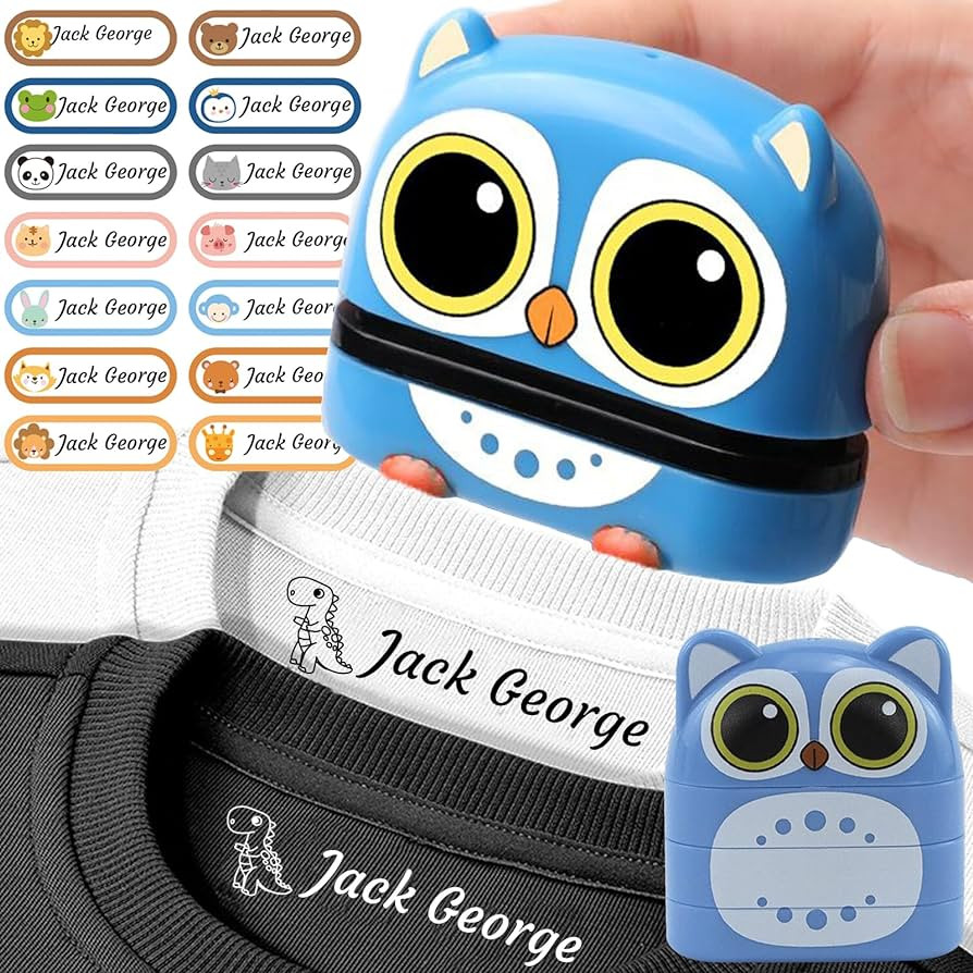Name Stamp for Clothing Kids Waterproof,Stamps for Clothes Kids，Double Sided Name Stamp(White +... | Amazon (US)