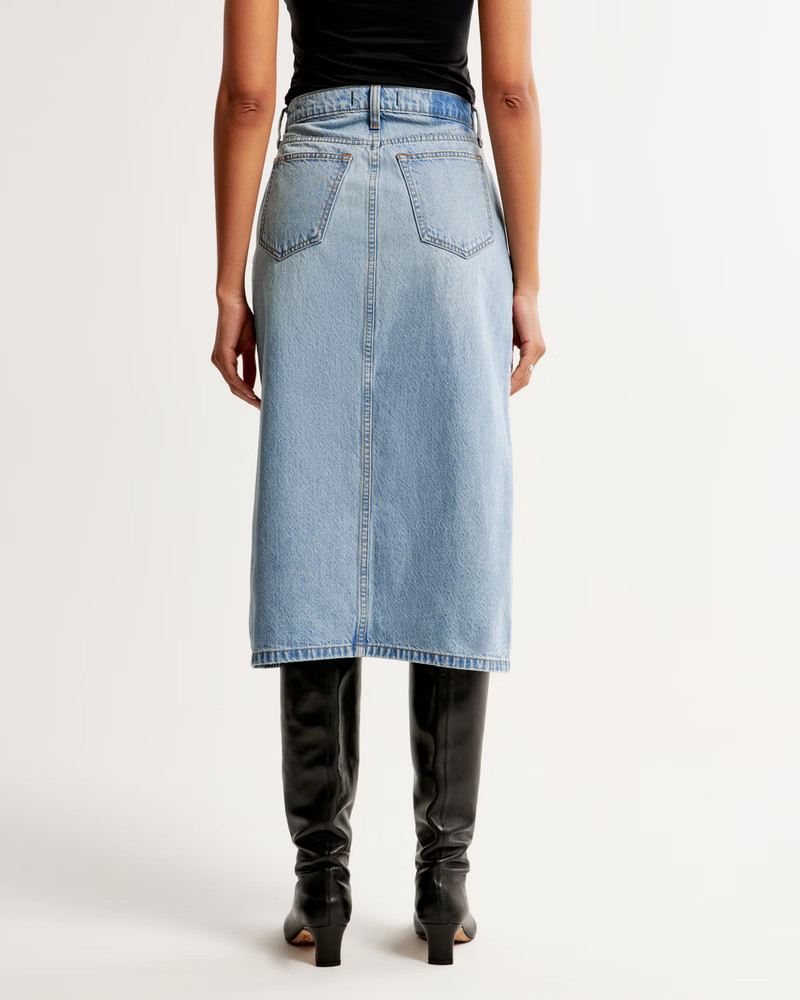 Denim Midi Skirt | Abercrombie & Fitch (US)