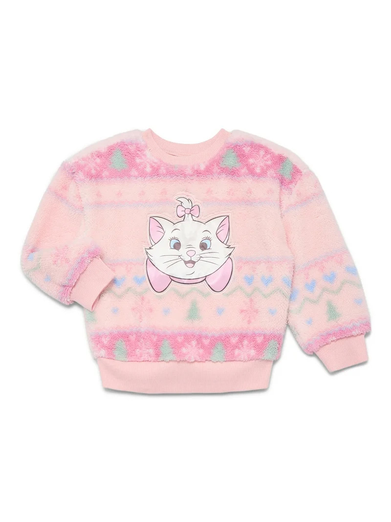 Aristocats Toddler Girls' Plush Faux Shearling Holiday Sweater, Sizes 12M-5T | Walmart (US)