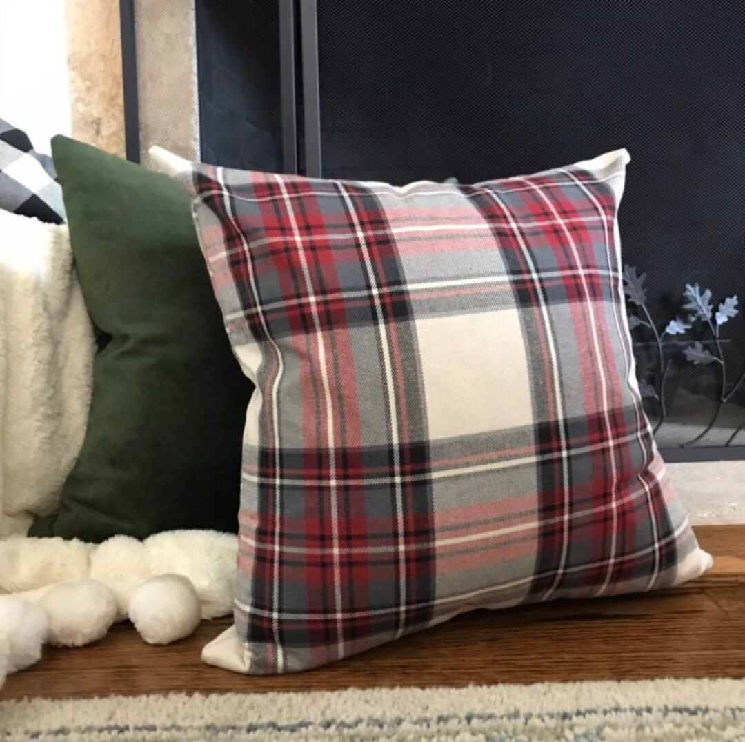 Plaid Pillow Cover, Red Plaid Pillow Cover, Tartan Plaid Pillow Cover, Cream Plaid Pillow Cover, ... | Etsy (US)
