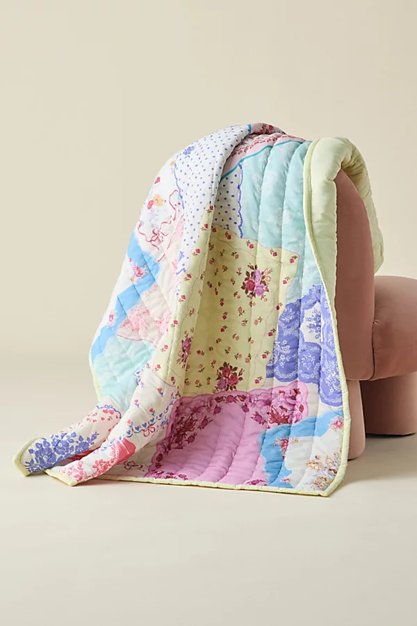 Jasmine Cotton Seed Stitch Quilted Throw Blanket in Hankie at Urban Outfitters | Urban Outfitters (US and RoW)