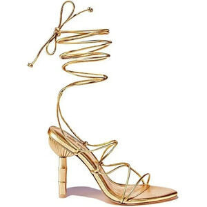 Cult Gaia Women's Soleil Lace Up High Heel Sandals Gold Size 38.5 EU (MSRP $388) | Poshmark