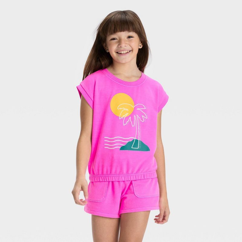 Girls' French Terry Short Sleeve Top - Cat & Jack™ | Target