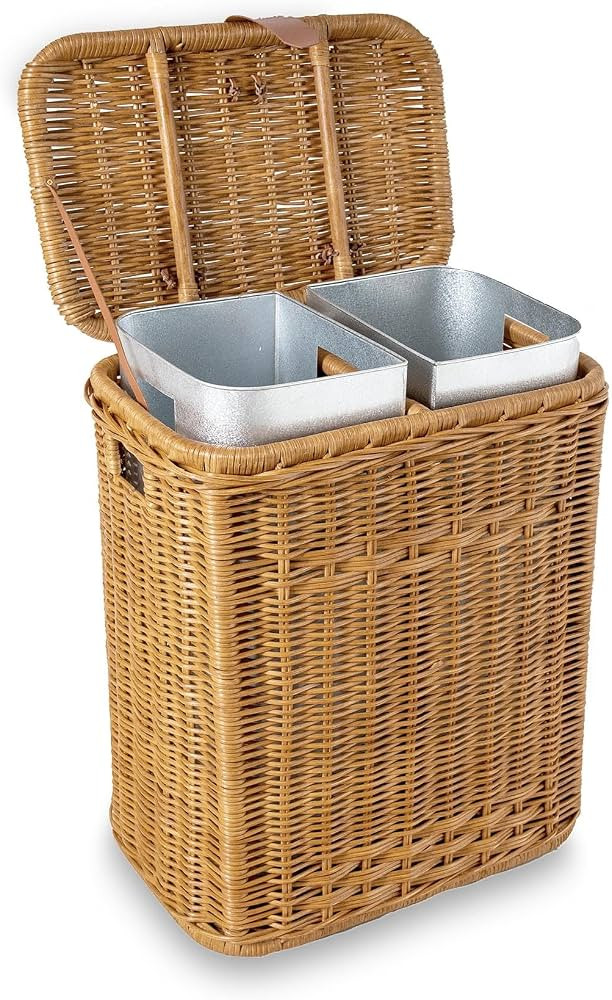 The Basket Lady Divided Wicker Recycling Basket with Removable Metal Liner, 20 in L x 13 in W x 2... | Amazon (US)