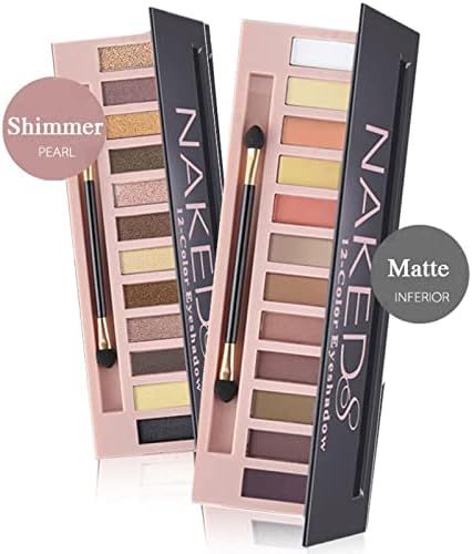 2 Pack 12 Colors Makeup Naked Eyeshadow Palette Natural Nude Matte Shimmer Glitter Pigment Eye Shado | Amazon (US)