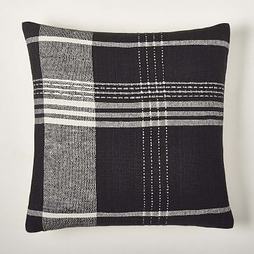 Woven Origin Plaid Pillow Cover - Charcoal | West Elm (US)