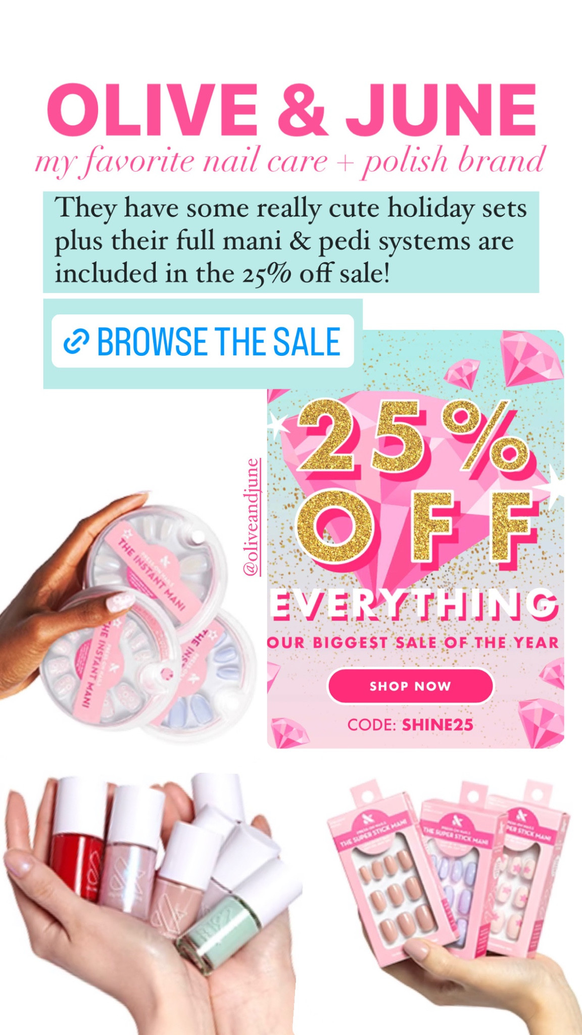 25% off everything at Olive & June! Use the code SHINE25 at checkout. 

#LTKGiftGuide #LTKSeasonal #LTKCyberWeek