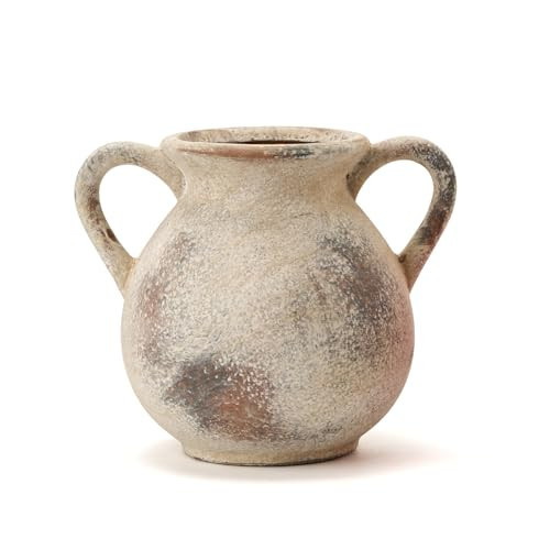LUKA Antique Ceramic Vase with 2 Handle, 6.7 inches Rustic Vase Minimalist Decor, Decorative Vases for Home Decor, Table, Living Room, Shelf, Christmas Decoration(Small,Gray) | Amazon (US)