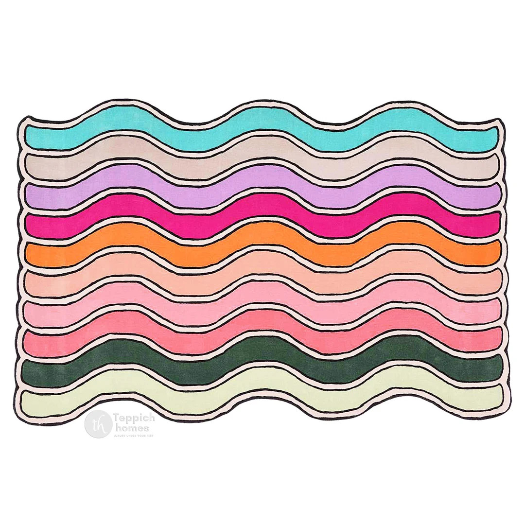 Hand Tufted Wavy Rugs Wool 8x10 5x8 9x12 Large Area Rug - Etsy | Etsy (US)