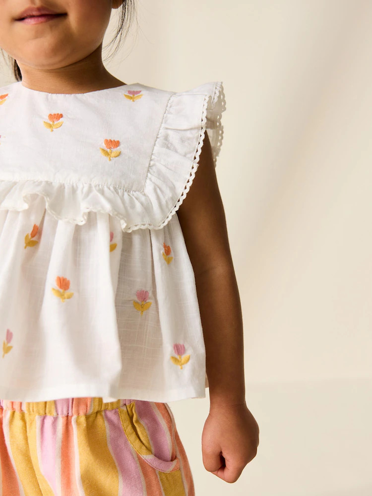 Peach Pink Embroidered Blouse And Trousers Co-ord Set (3mths-8yrs) | Next US
