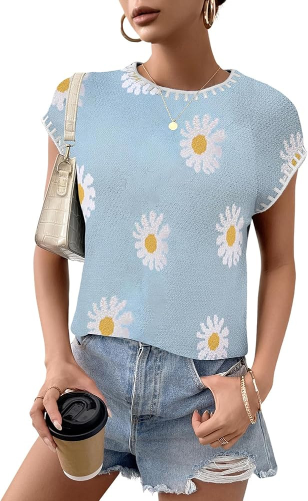 Womens Cap Sleeve Sweater Vest Crewneck Knit Casual Sweater Fall Solid Trendy 2025 Tops Shirts Cl... | Amazon (CA)