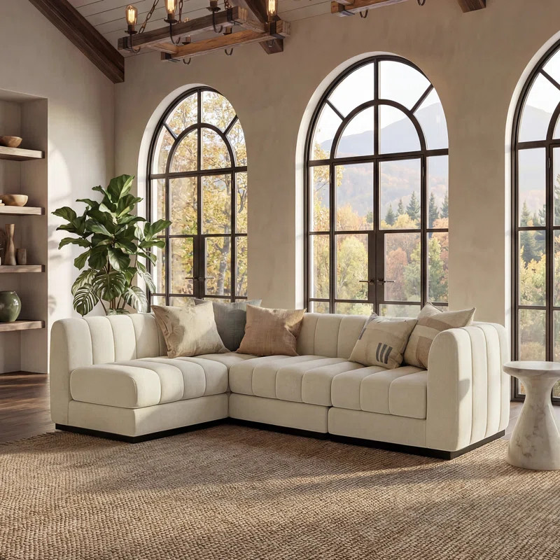 Myrhn Chenille L-Shaped Sleeper Sectional | Wayfair North America