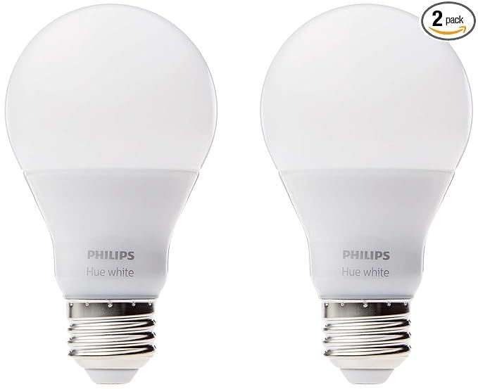 Philips Hue White A19 2-Pack 60W Equivalent Dimmable LED Smart Bulb | Amazon (US)