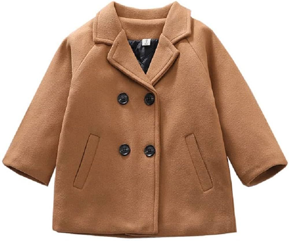 Toddler Baby Boys Girls Wool Coat Winter Warm Double Breasted Trench Coat Kids Jacket Outwear Clo... | Amazon (US)