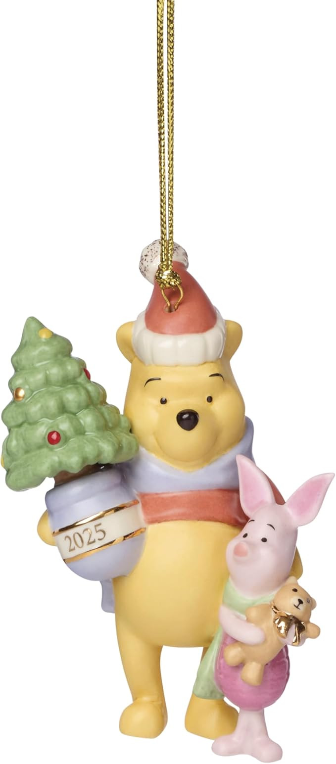 Lenox Ornament, 2025 Winnie The Pooh & Piglet Christmas Ornament, Porcelain, Gold Cord for Tree D... | Amazon (US)