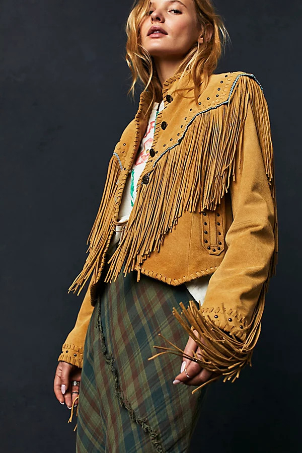 Wild Skies Fringe Jacket by Free People, Tiger Eye, S | Free People (Global - UK&FR Excluded)