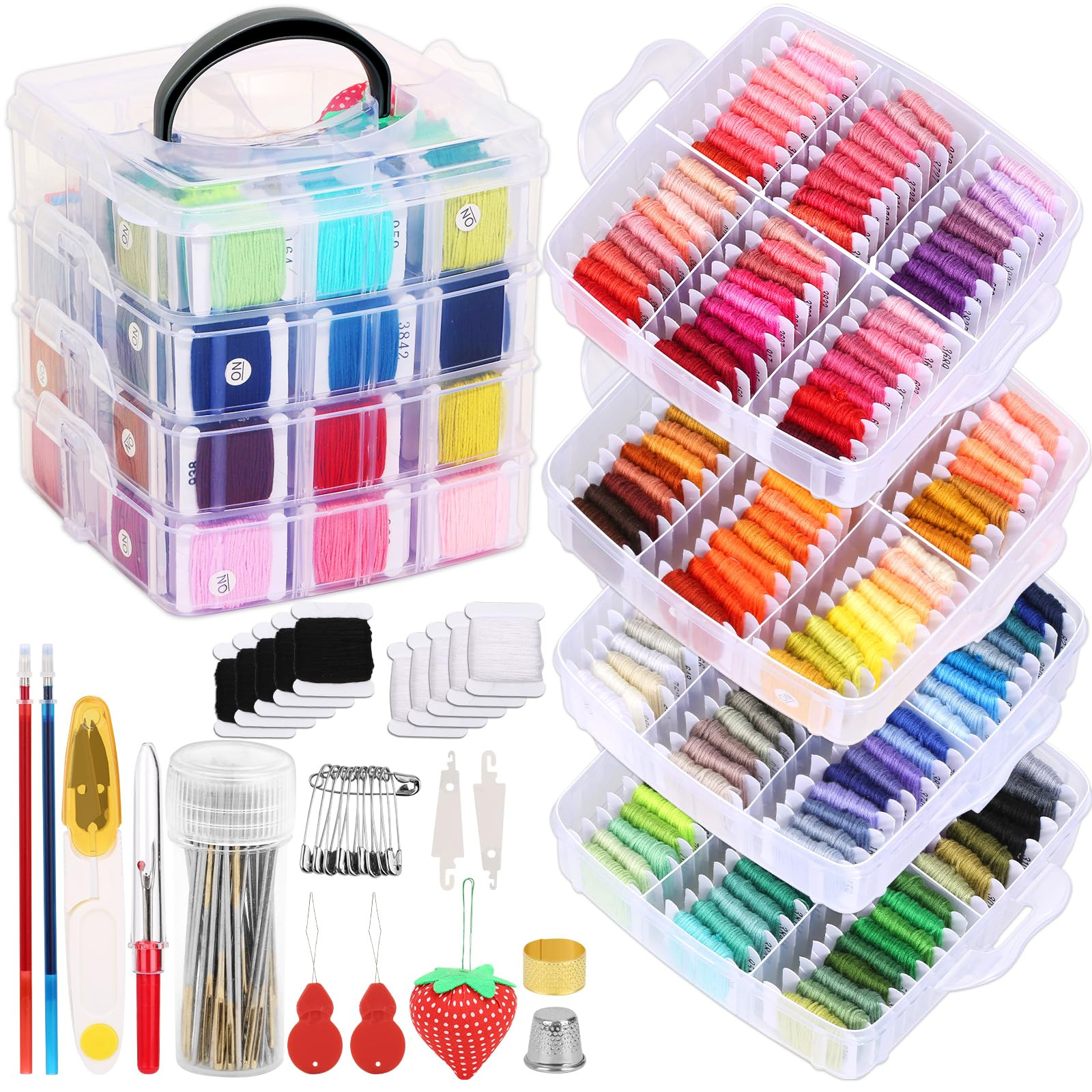 276 Pack Embroidery Floss Thread Kit Including 210 Colors Cross Stitch Sewing Thread with ... | Amazon (US)