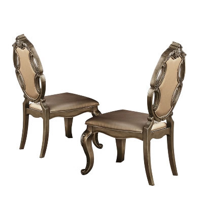 HomeRoots Set of Two Tufted Oak Upholstered Faux Leather And Solid Wood Dining Side Chairs | Target