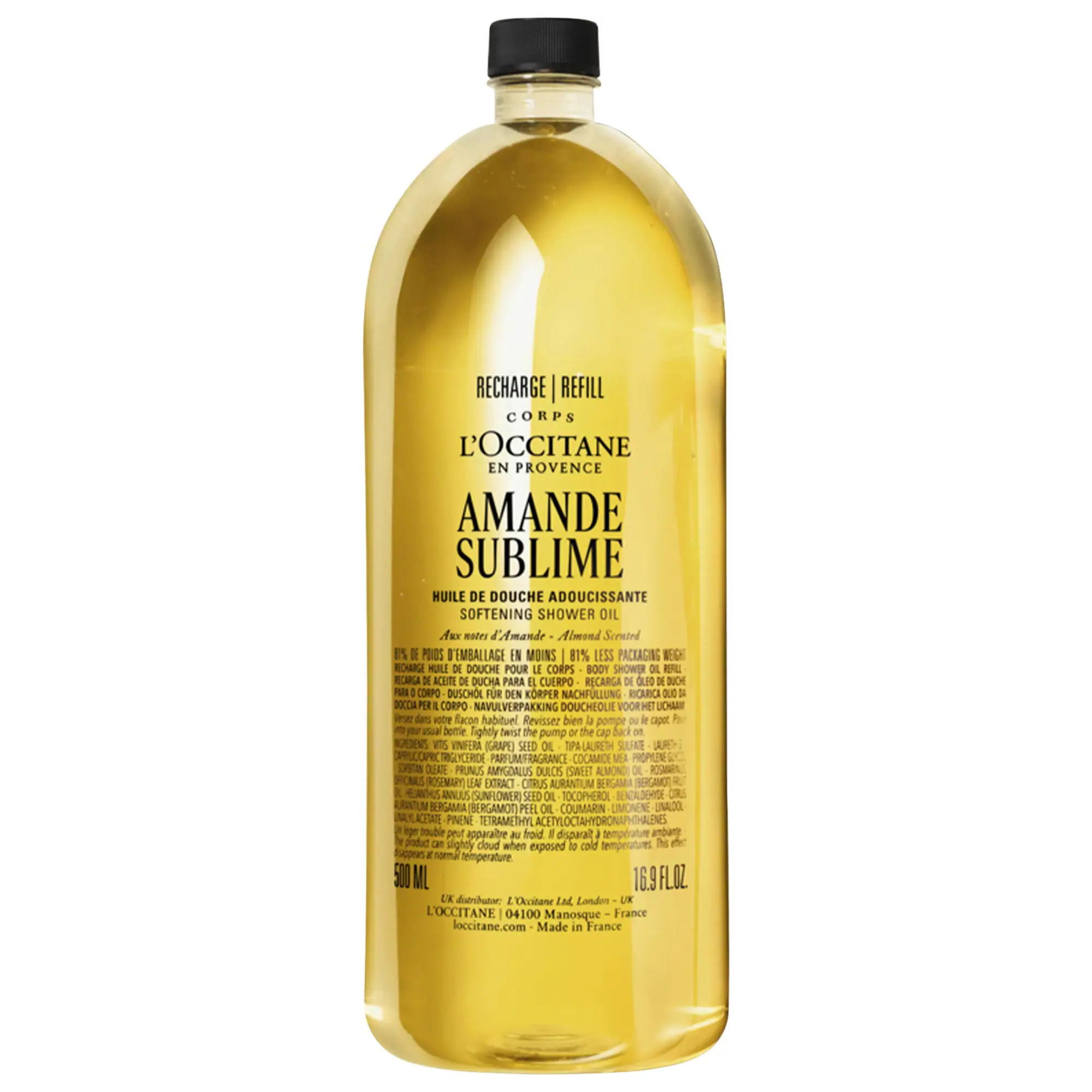 L'Occitane Cleansing And Softening Refillable Shower Oil With Almond Oil 16.9 oz/500 mL | Sephora (US)