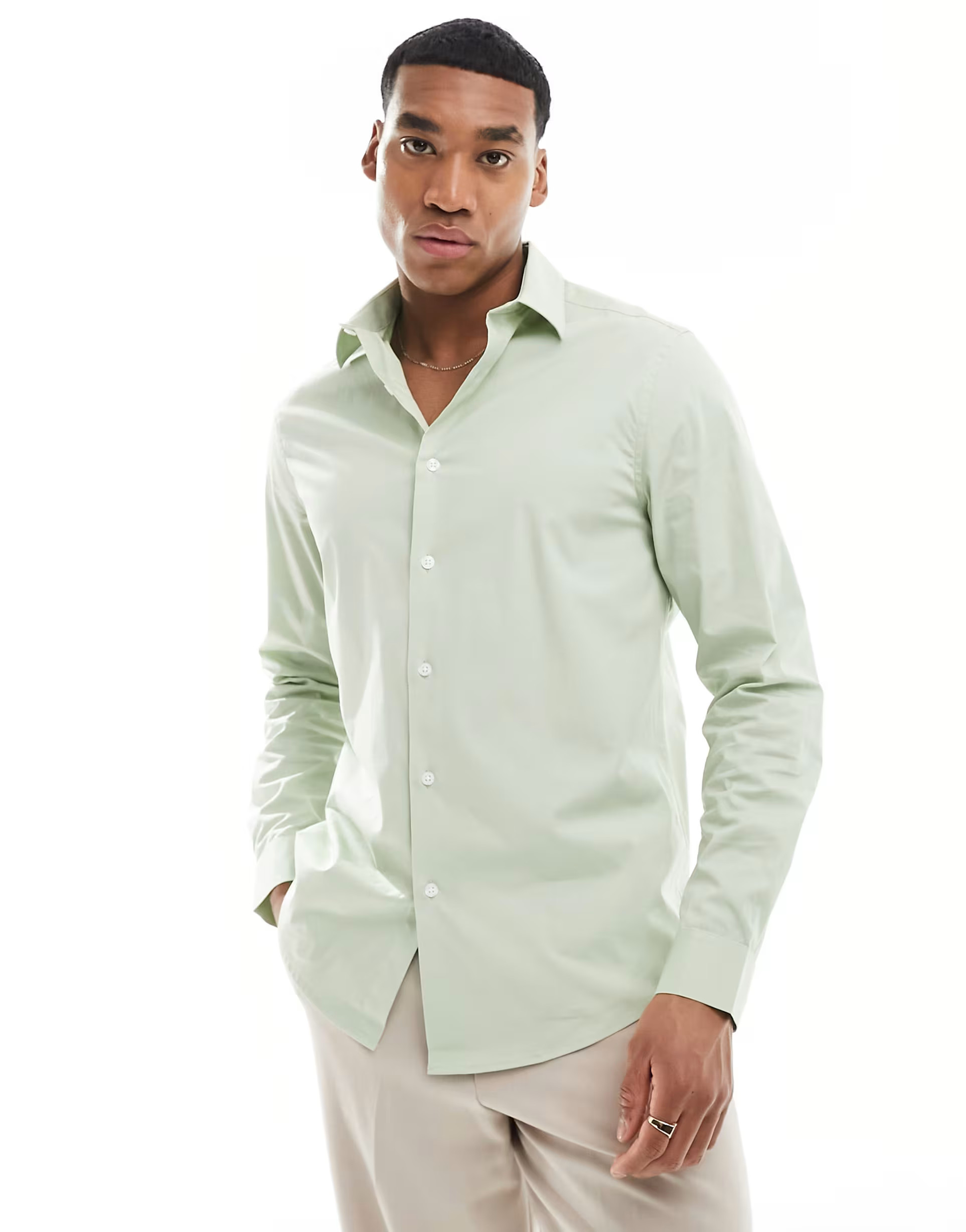 ASOS DESIGN regular fit shirt in sage green | ASOS | ASOS (Global)