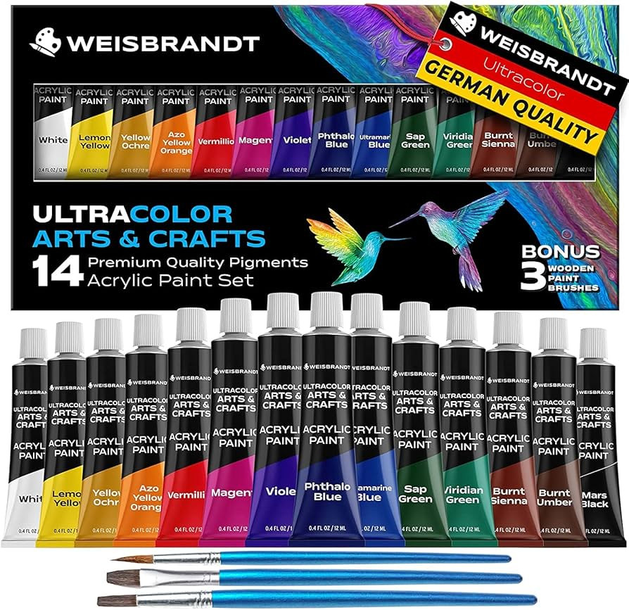 Ultra Color Arts & Crafts Acrylic Paints, 14 Colors, Premium Quality Pigments, Matte Finish, 0.4o... | Amazon (US)
