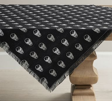 Skull Metallic Jacquard Table Throw | Pottery Barn (US)