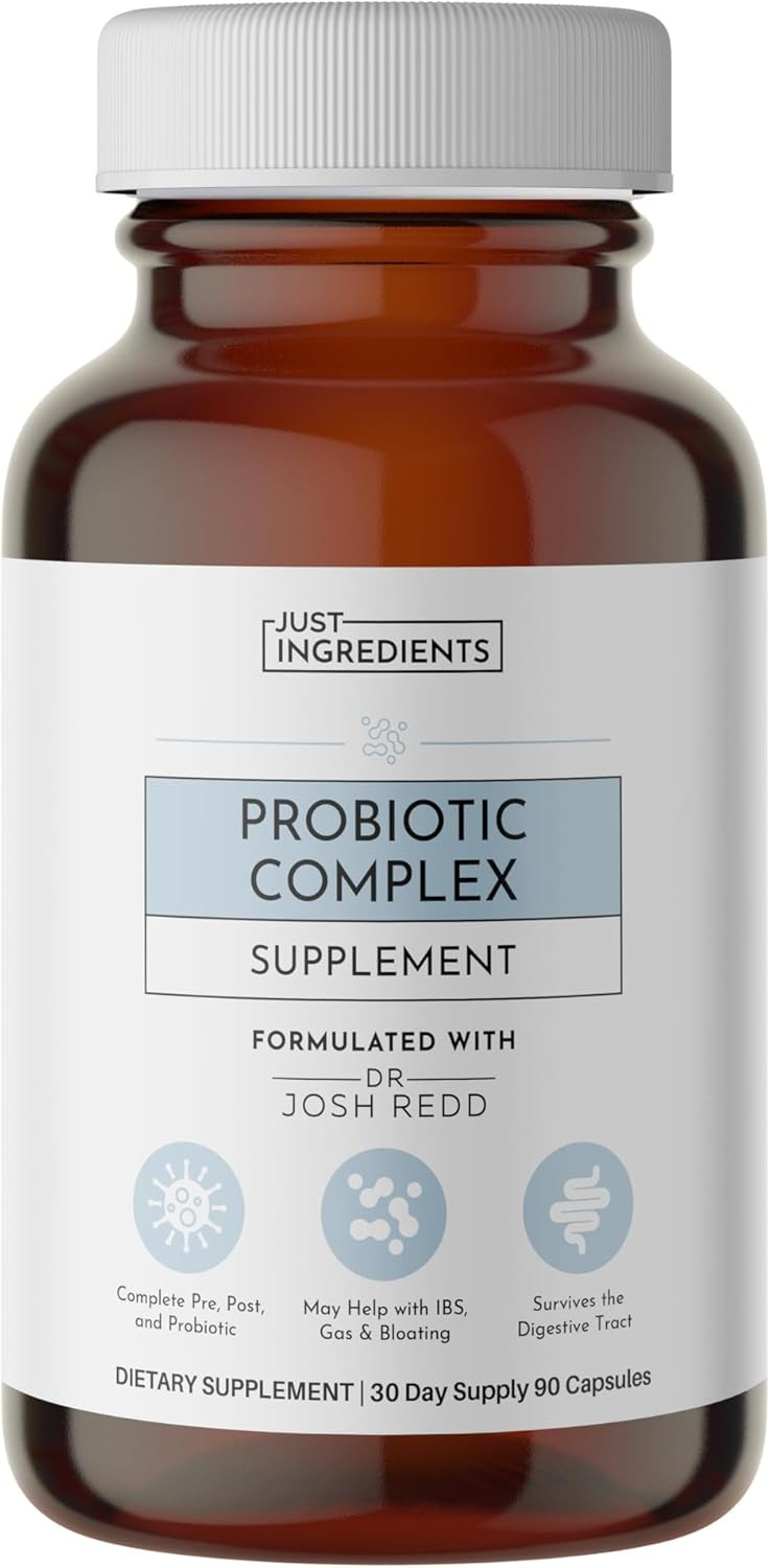 JUST INGREDIENTS Probiotic Complex - 60 Capsules, 5 Billion CFU, Prebiotics, Gut Health Support | Amazon (US)