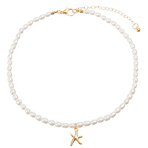 wgoud Natural Freshwater Pearl Beaded Choker Necklace for Women Teen Girls, Trendy Boho Handmade Beads Summer Fun Necklaces Jewelry Gifts (Necklace E) | Amazon (US)