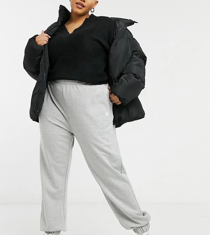 Wednesday's Girl Curve relaxed coordinating sweatpants with embroidered heart-Grey | ASOS (Global)