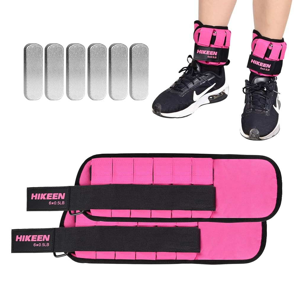 Hikeen Ankle Weights for Women Men 1 pair Adjustable Ankle Weights 1 2 3 LBS Metal Block with Sep... | Amazon (US)