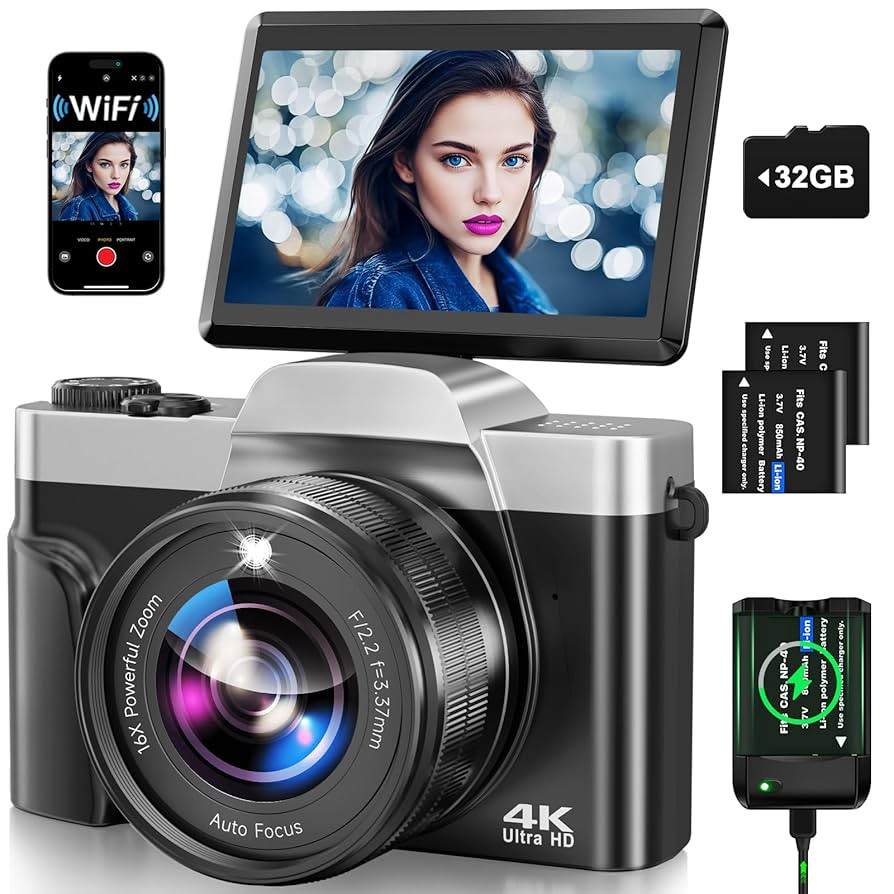 4K Digital Camera for Photography with WiFi, 2025 Latest Auto-Focus Vlogging Camera for YouTube V... | Amazon (US)