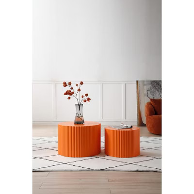Nesting Coffee Table Round Cocktail Table Center Table Sofa Side Table End Table Accent Table, Orange - ModernLuxe | Target