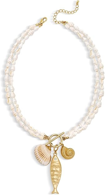 Shell Necklaces for Women Trend Boho Scarf Necklaces Ocean Mermaid Conch Seashell Necklace Summer... | Amazon (US)
