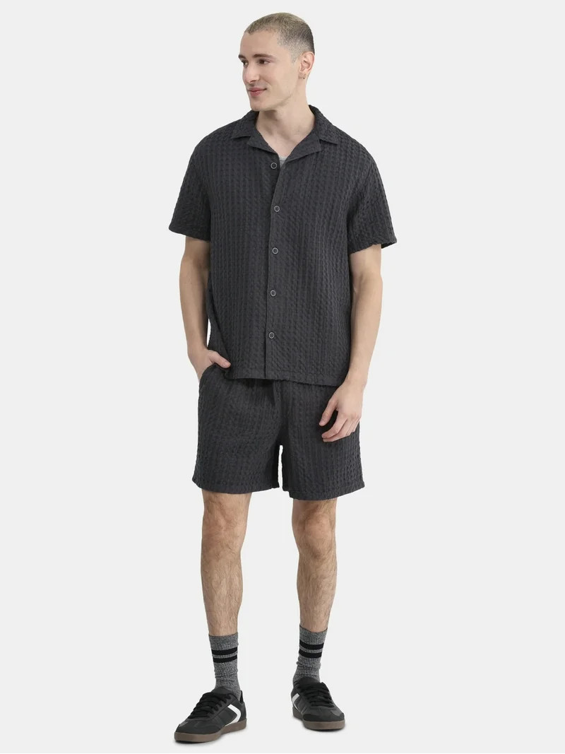 No Boundaries Men's & Big Men's Waffle Textured Pull On 6" Shorts, Sizes XS-5XL | Walmart (US)