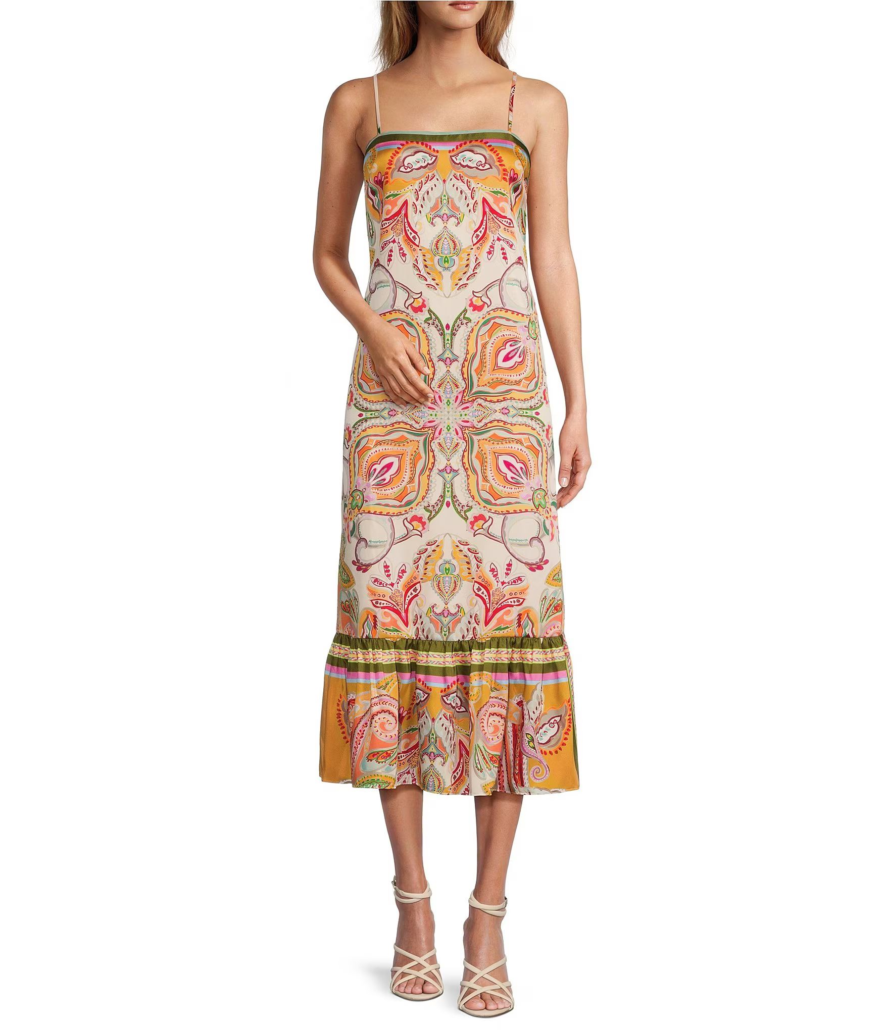 Alya Scarf Print Midi Dress | Dillard's