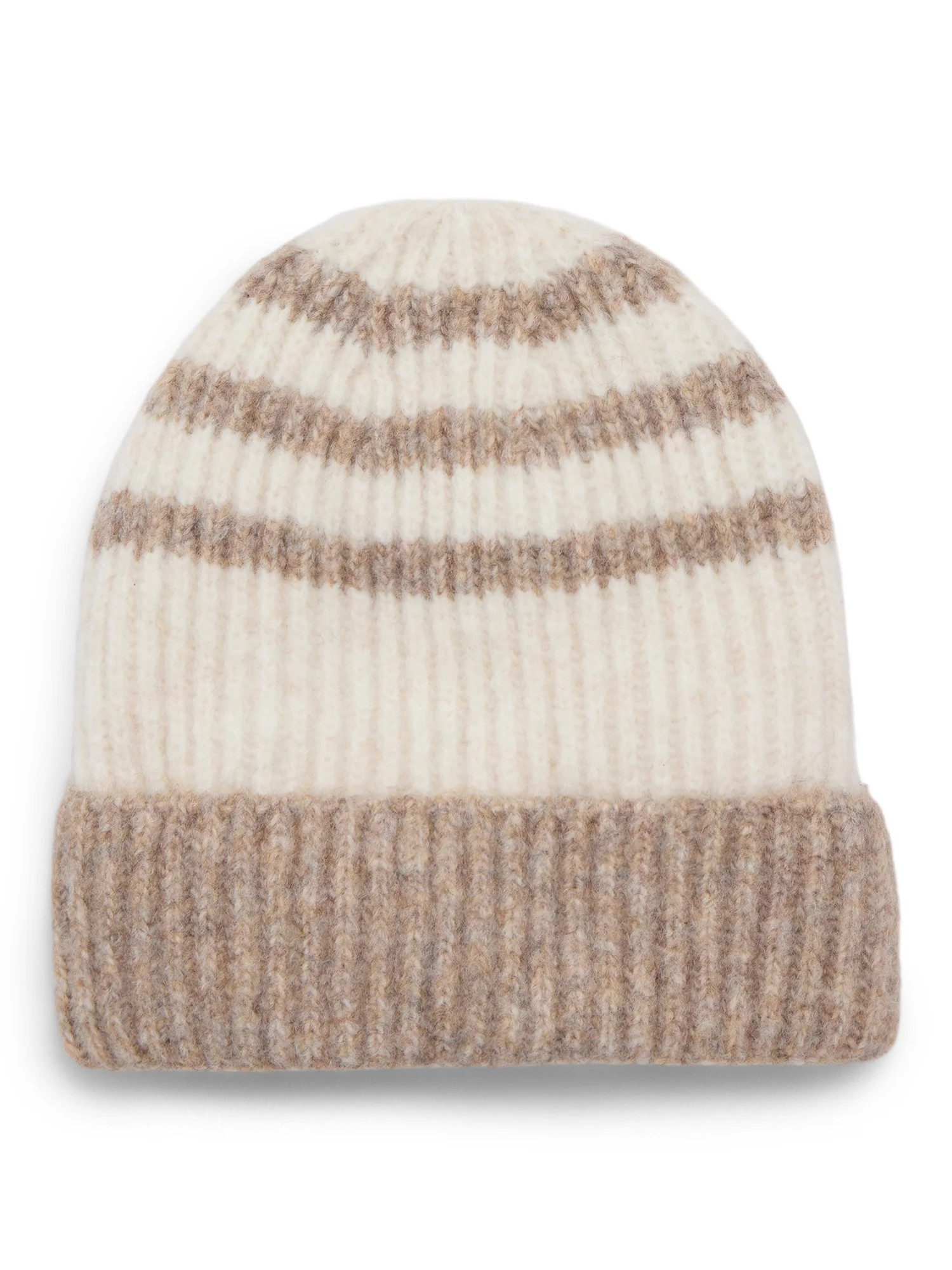 Time and Tru Women's Sporty Stripe Beanie, One Size Fits Most, Brown Combo | Walmart (US)