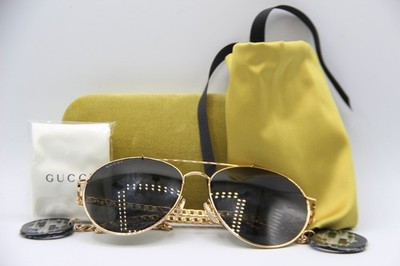 NEW GUCCI GG 0725S 001 BLACK GOLD CHAIN AUTHENTIC FRAMES SUNGLASSES 61-16 | eBay US