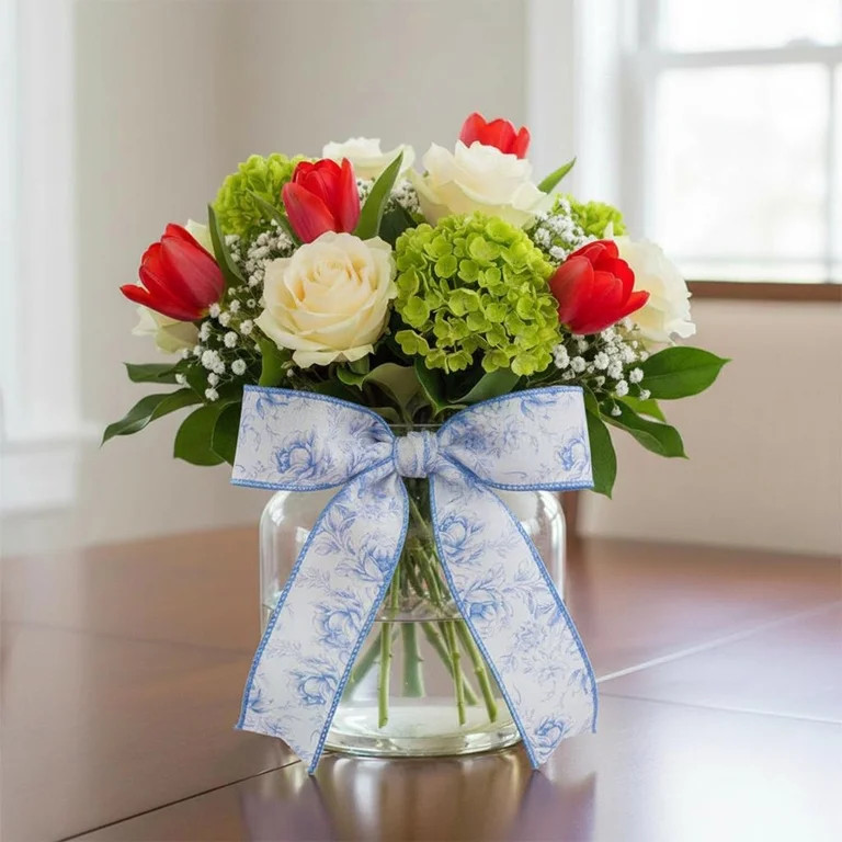 Floral Ribbon, Blue, 18', by My Texas House | Walmart (US)