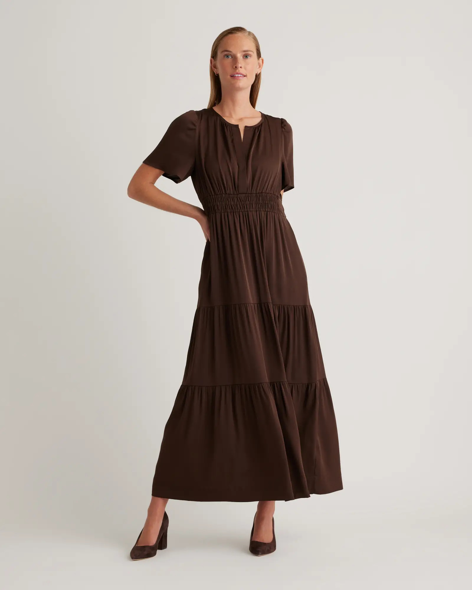 Washable Stretch Silk Tiered Maxi Dress | Quince