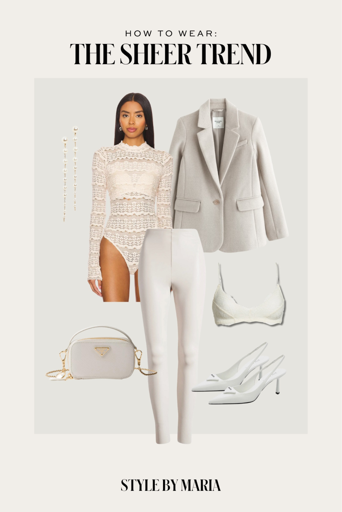 Styling my favorite fall trends - sheer trend / lace trend 
Fall outfit idea
Free people sheer bodysuit
Free people lace bra 
Commando faux leather leggings on sale
Prada white slingback pumps
Abercrombie blazer


#LTKStyleTip #LTKSeasonal #LTKFindsUnder100
