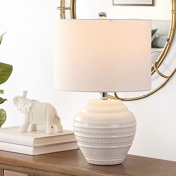 SAFAVIEH Lighting Collection Lenon Modern Farmhouse White Ceramic 22-inch Bedroom Living Room Hom... | Amazon (US)