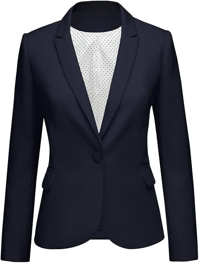 LookbookStore Women Blazers for Work Casual Notched Lapel Button Work Navy Blue Blazer Jacket 202... | Amazon (US)