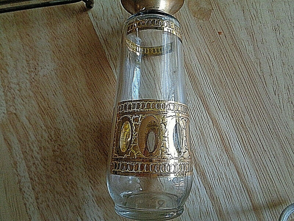 Vintage Glass Cruet Condiment Set with heavy gold decoration "Reduced" | eBay US