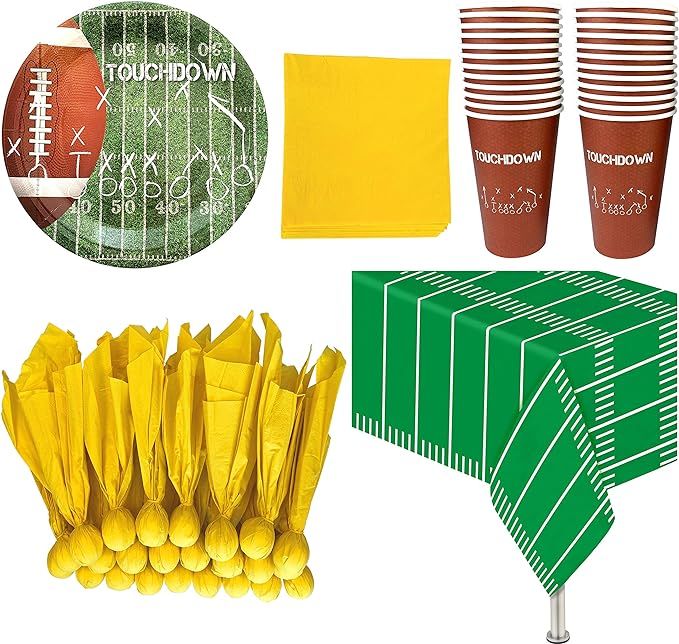 Island Genius Football Themed Party Supplies and Decorations - 24 Party Cups, 24 Paper Dinner Pla... | Amazon (US)