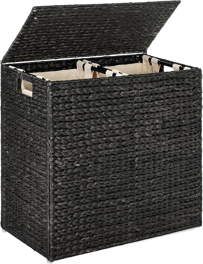 Best Choice Products Large Double Laundry Hamper with Lid, Natural Handwoven Water Hyacinth, 2 Se... | Amazon (US)