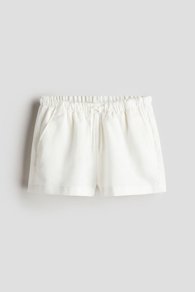 Linen-blend Pull-on Shorts - High waist - Short - White - Kids | H&M US | H&M (US + CA)