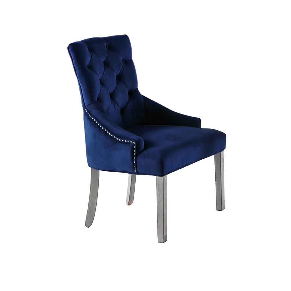 Best Master Furniture Oswald Blue Velvet Parsons Chairs (Set of 2) | The Home Depot