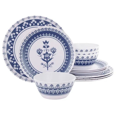 Martha Stewart 12 Piece Round Bamboo Fiber Dinnerware Set in Blue | Wayfair Professional