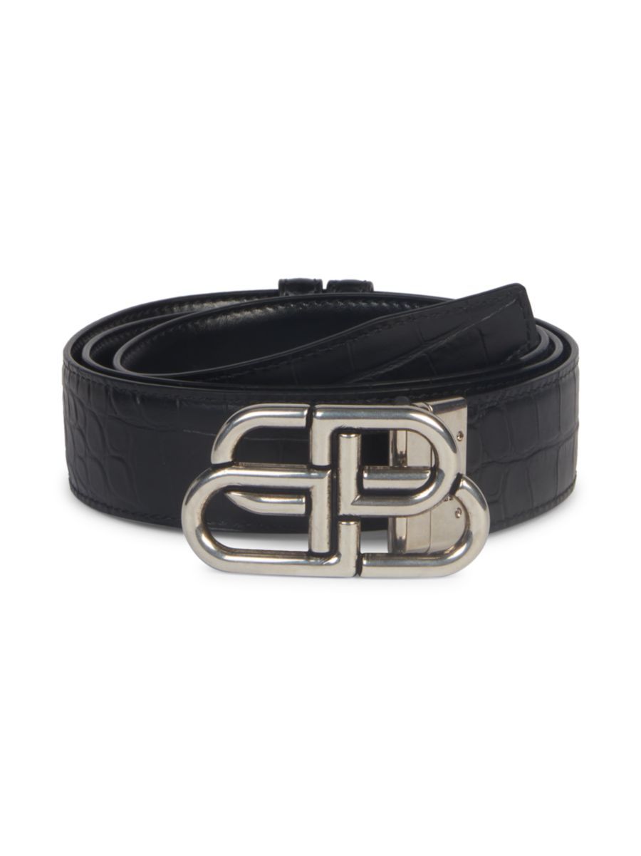 Balenciaga Croc-Embossed BB Buckle Belt | Saks Fifth Avenue